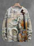 Men's Vintage Violin Notes Art Print Knit Sweatshirt