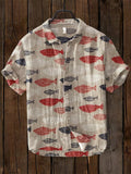 Men's Geometric Abstract Fish School Art Print Casual Shirt