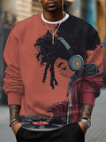 Men's Hip Hop Girl DJ Print Casual Sweatshirt