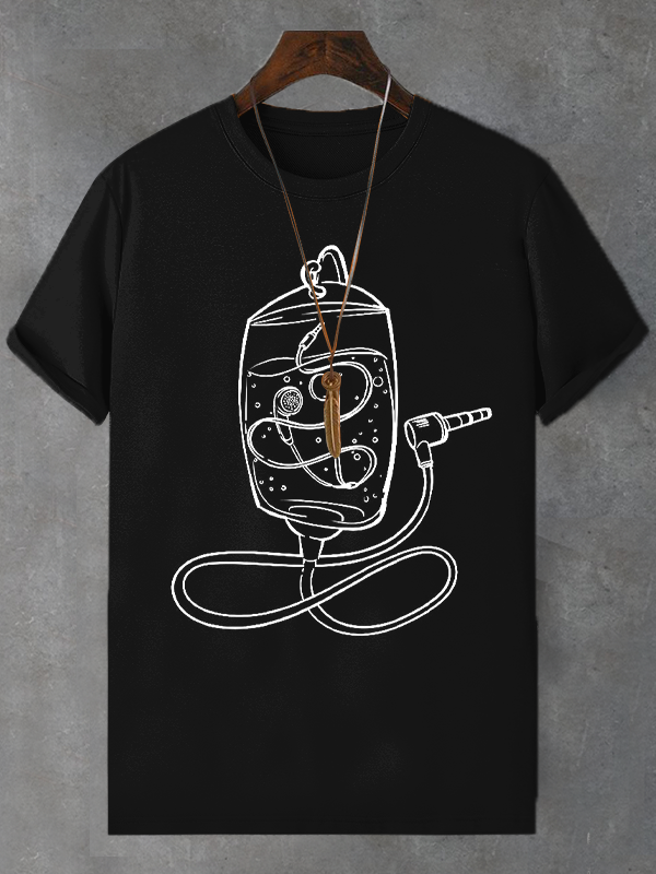 Men's Hand Drawing Music Entertainment Graphic Print Cotton Casual T-Shirt