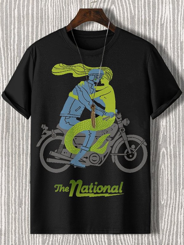 Men's The National Barclays Center Racing Mermaid Graphic Print Cotton Casual T-Shirt