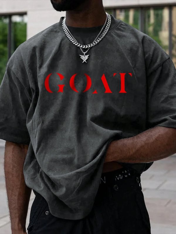 Men's Goat Letter Print Casual T-Shirt