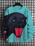 Men's Bleeding Panther Print Casual Sweatshirt