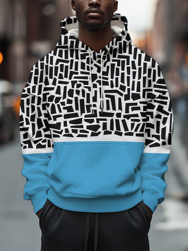 Men's Geometric Pattern Modern Art Print Casual Hoodie