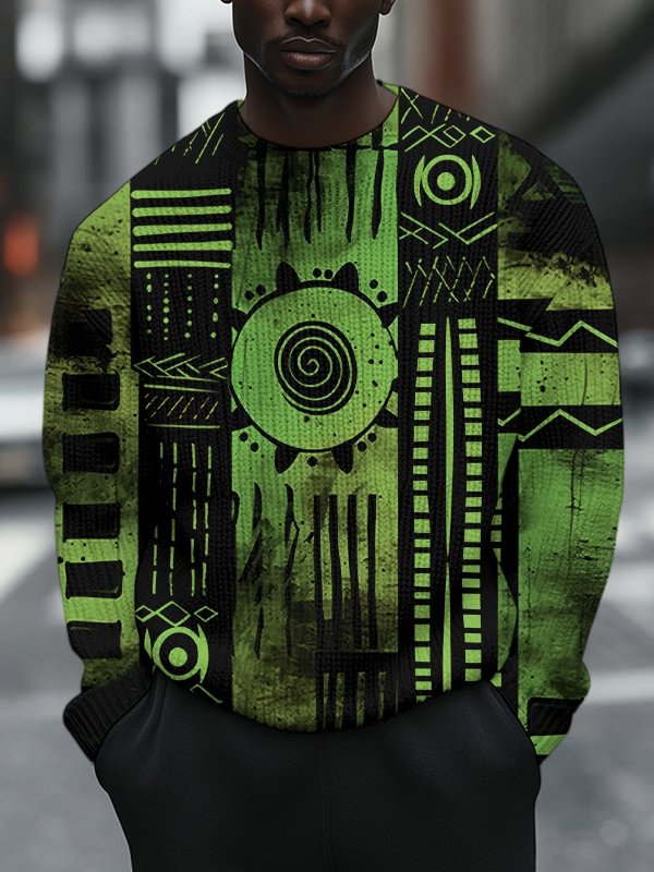 Men's African Culture Abstract Art Print Knit Sweatshirt