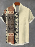 Men's African Primitive Totem Color Block Art Print Shirt