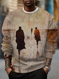 Men's African Pedestrian Silhouette Print Casual Long Sleeve Sweatshirt