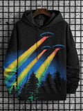Men's UFO Appears At Night Art Print Hooded Sweatshirt