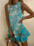 Women's Van Gogh Almond Blossoms Print Tank Mini Dress