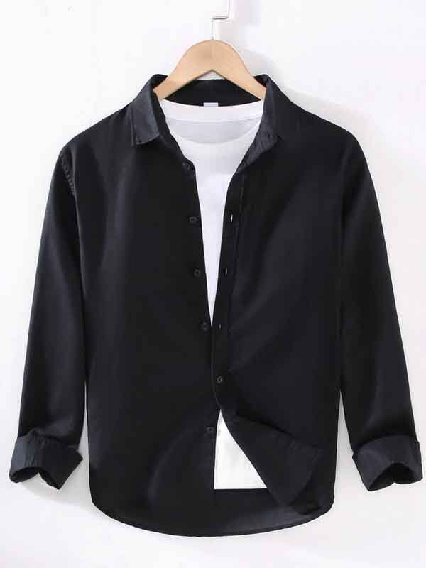 Men's Casual Solid Cotton And Linen Long Sleeve Shirt