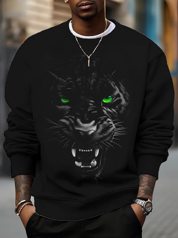 Men's Black Panther Print Casual Sweatshirt