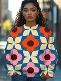 Women's Flower Geometric Modern Art Print Casual Sweatshirt