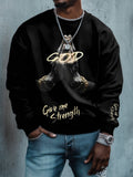 Men's Give Me Strength Art Painting Print Casual Sweatshirt