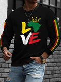 Men's Love African Map Striped Print Juneteenth Sweatshirt