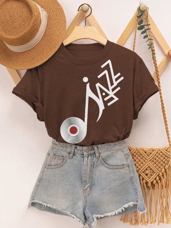 Women's Jazz Records Art Print Cotton Casual T-Shirt