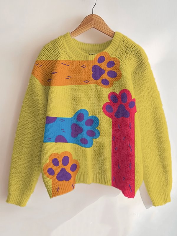 Women's Cute Cat Claws Art Print Knit Sweatshirt