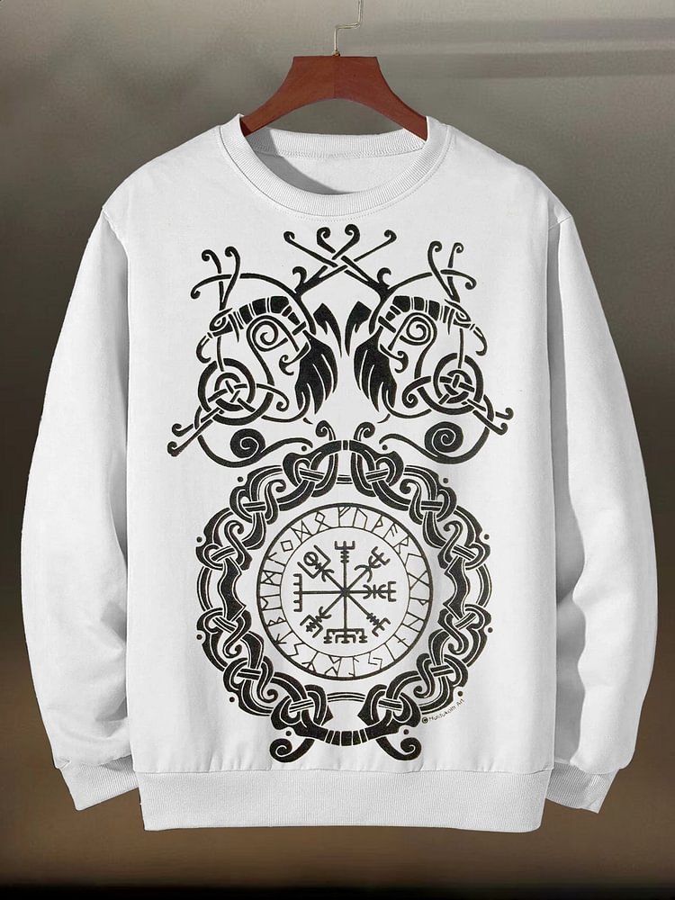 Men's Viking Vintage Totem Pattern Print Cotton Casual Sweatshirt