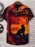 Men's African Leopard Wild Nature Art Print V Neck T-Shirt