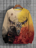 Men's Dark Tribal Graffiti Ox Skull Art Print Casual Sweatshirt