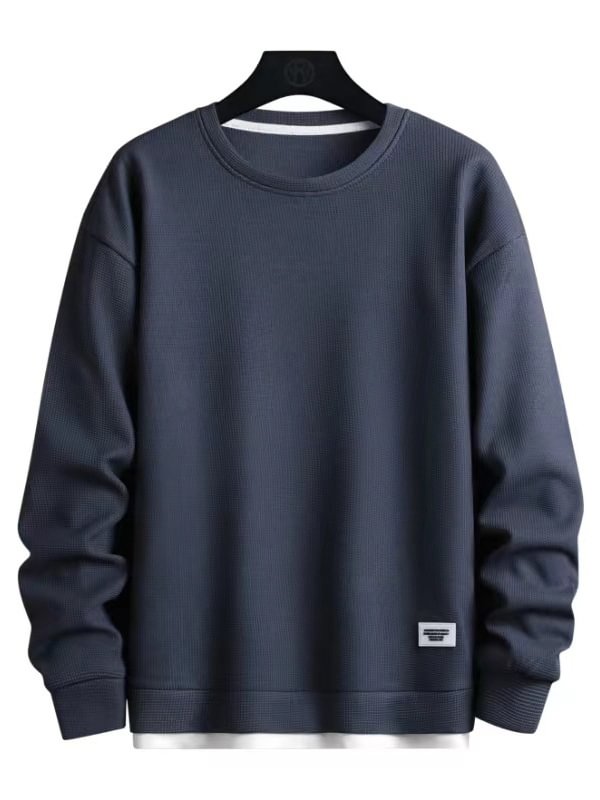 Men's Solid Color Loose Round Neck Casual Sweatshirt