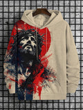 Men's Jesus Art Print Hooded Sweatshirt