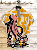 Men's Octopus Playing Chess Print Shirt