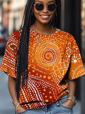 Women's Abstract Geometry Ethnic Patterns Art Print Casual T-Shirt