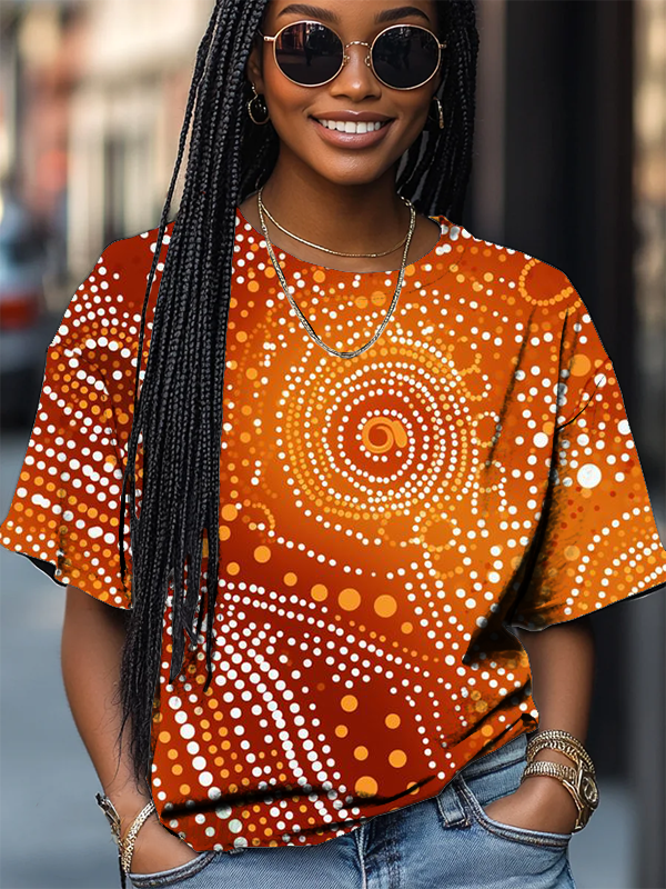 Women's Abstract Geometry Ethnic Patterns Art Print Casual T-Shirt