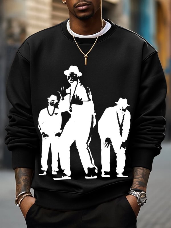 Men's 80s Hip Hop Art Print Cotton Casual Sweatshirt