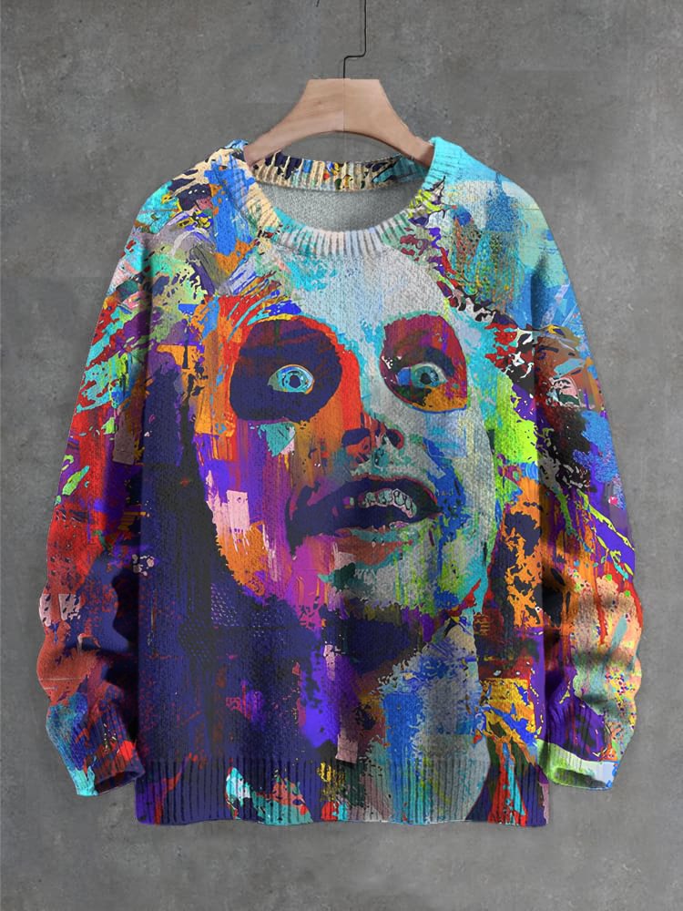 Men's Horror Man Halloween Graffiti Art Print Knit Sweatshirt