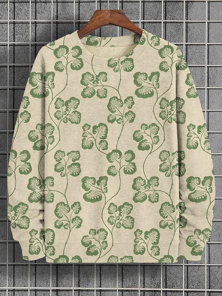 Men's St. Patrick's Day Botanical Plant Art Print Casual Sweatshirt