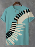 Men's Wave Piano Modern Color Matching Art Print T-Shirt