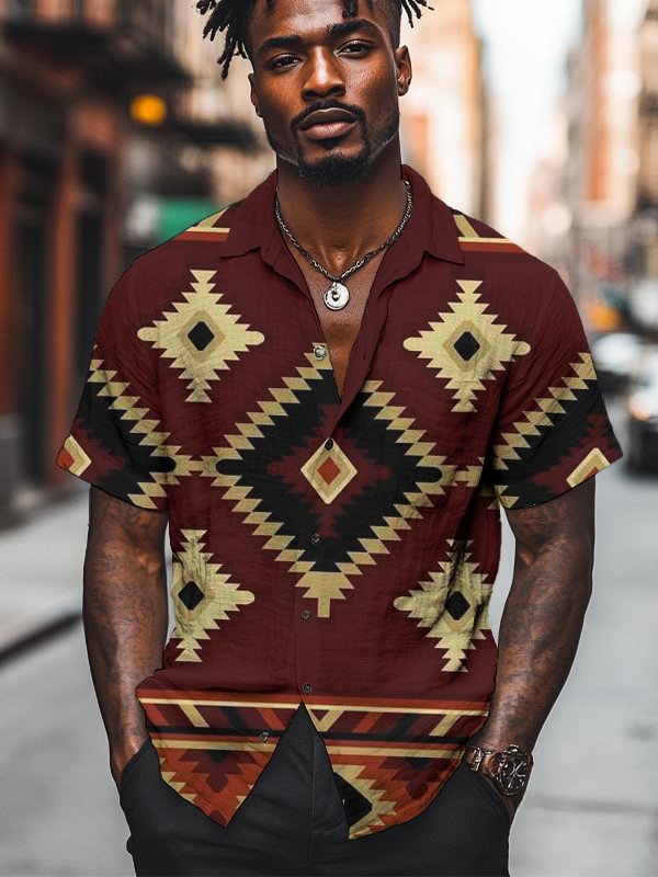 Men's Retro Pattern Art Print Shirt