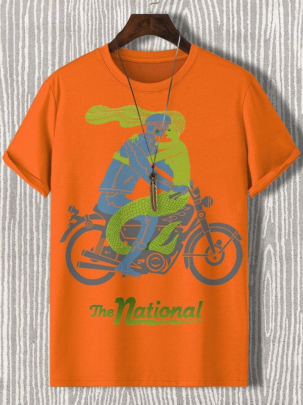 Men's The National Barclays Center Racing Mermaid Graphic Print Cotton Casual T-Shirt