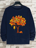 Men's A Group Of Cats On The Tree Print Cotton Casual Sweatshirt