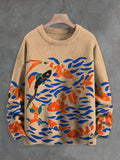 Men's Koi Pond Japanese Art Print Knit Sweatshirt