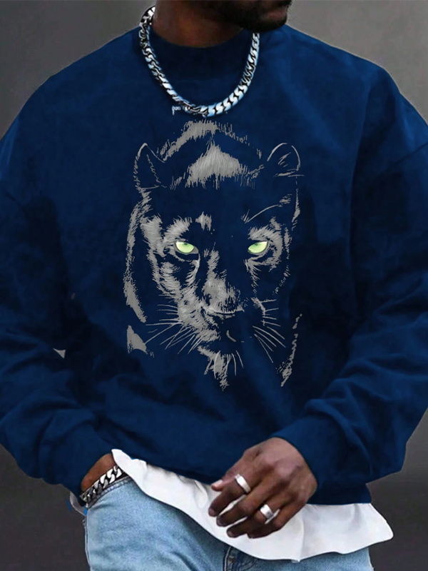 Men's Panther Graphic Print Casual Sweatshirt