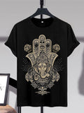 Men's Hamsa Mandala Ganesha Spiritual Art Print Casual T-Shirt