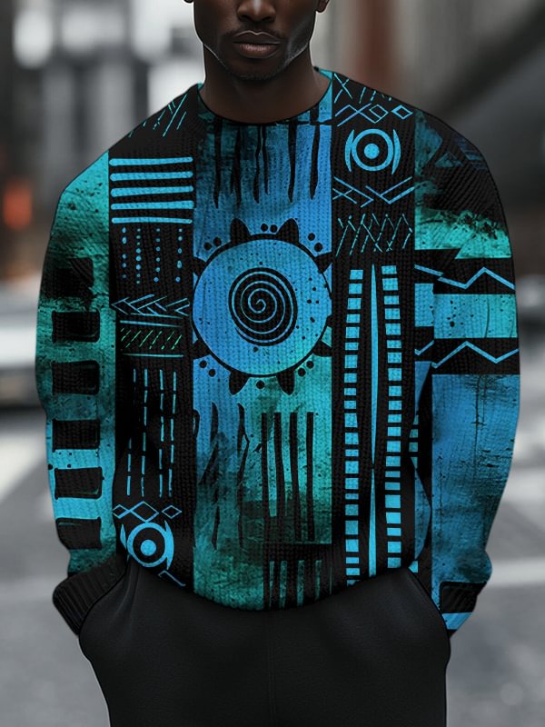 Men's African Culture Abstract Art Print Knit Sweatshirt