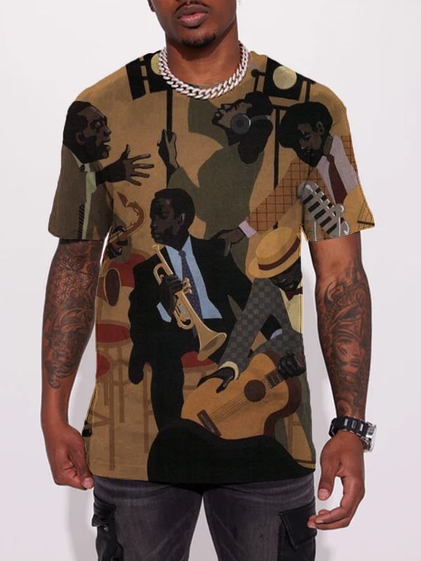 Men's Vintage Music Concert Jazz Art Painting Printed T-Shirt