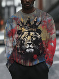 Men's Lion Abstract Doodle Art Print Knit Sweatshirt