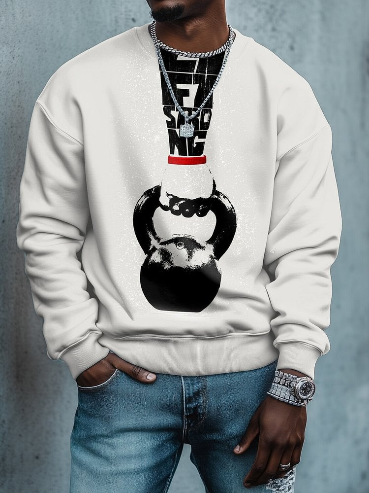 Men's Training Weightlifting Art Painting Print Casual Sweatshirt