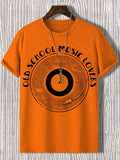 Men's Old School Music Lovers Art Print Cotton Casual T-Shirt