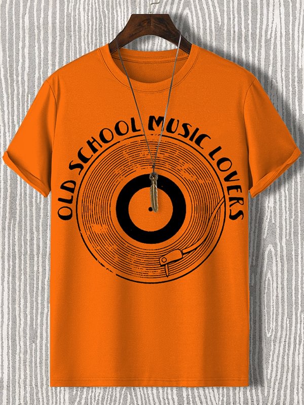 Men's Old School Music Lovers Art Print Cotton Casual T-Shirt