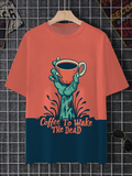 Men's Coffee To Wake The Dead Color Block Art Print T-Shirt