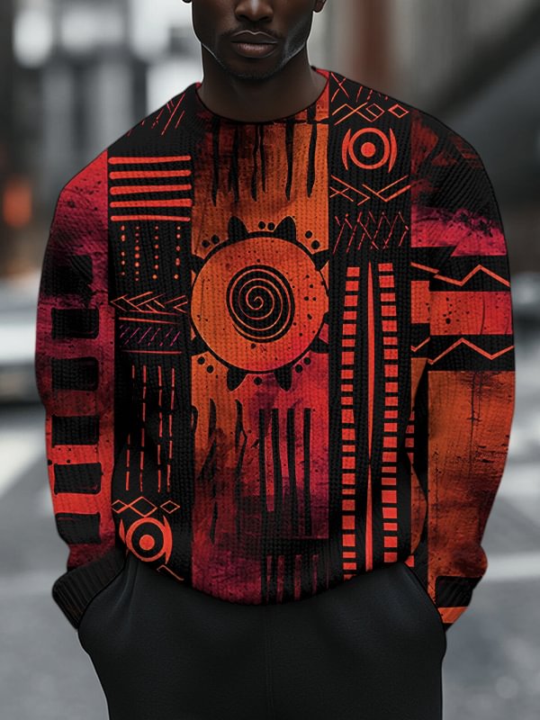 Men's African Culture Abstract Art Print Knit Sweatshirt