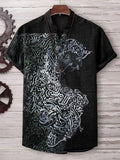 Men's Arabic Calligraphy Animal Art Print V Neck T-Shirt