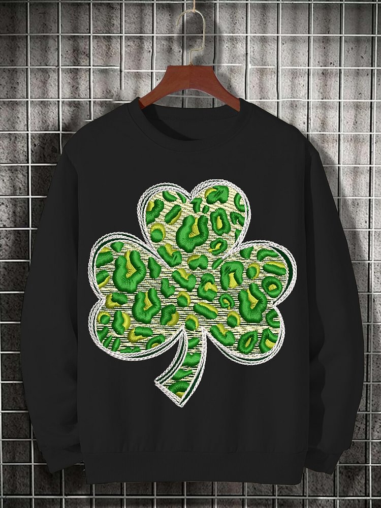 Men's St. Patrick's Day Shamrock Graphic Print Cotton Casual Sweatshirt