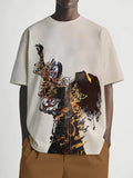 Men's Arabian Calligraphy Bronzing Print Casual T-Shirt