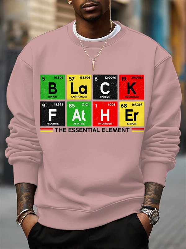 Men's Black Father The Essential Element Print Cotton Casual Sweatshirt